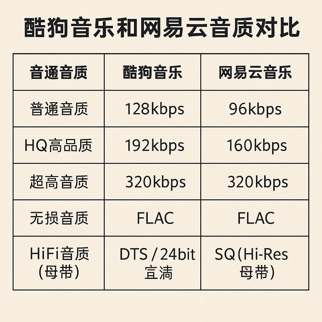酷狗音乐和网易云音质对比